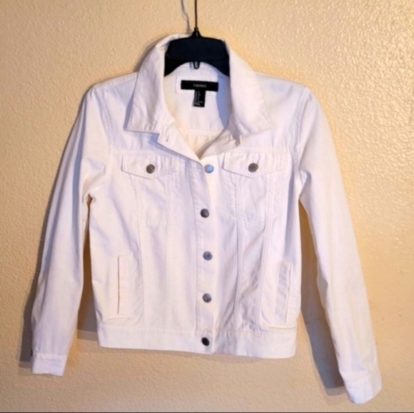 Forever21 White Jean Jacket Size Small Denim - Picture 5 of 5